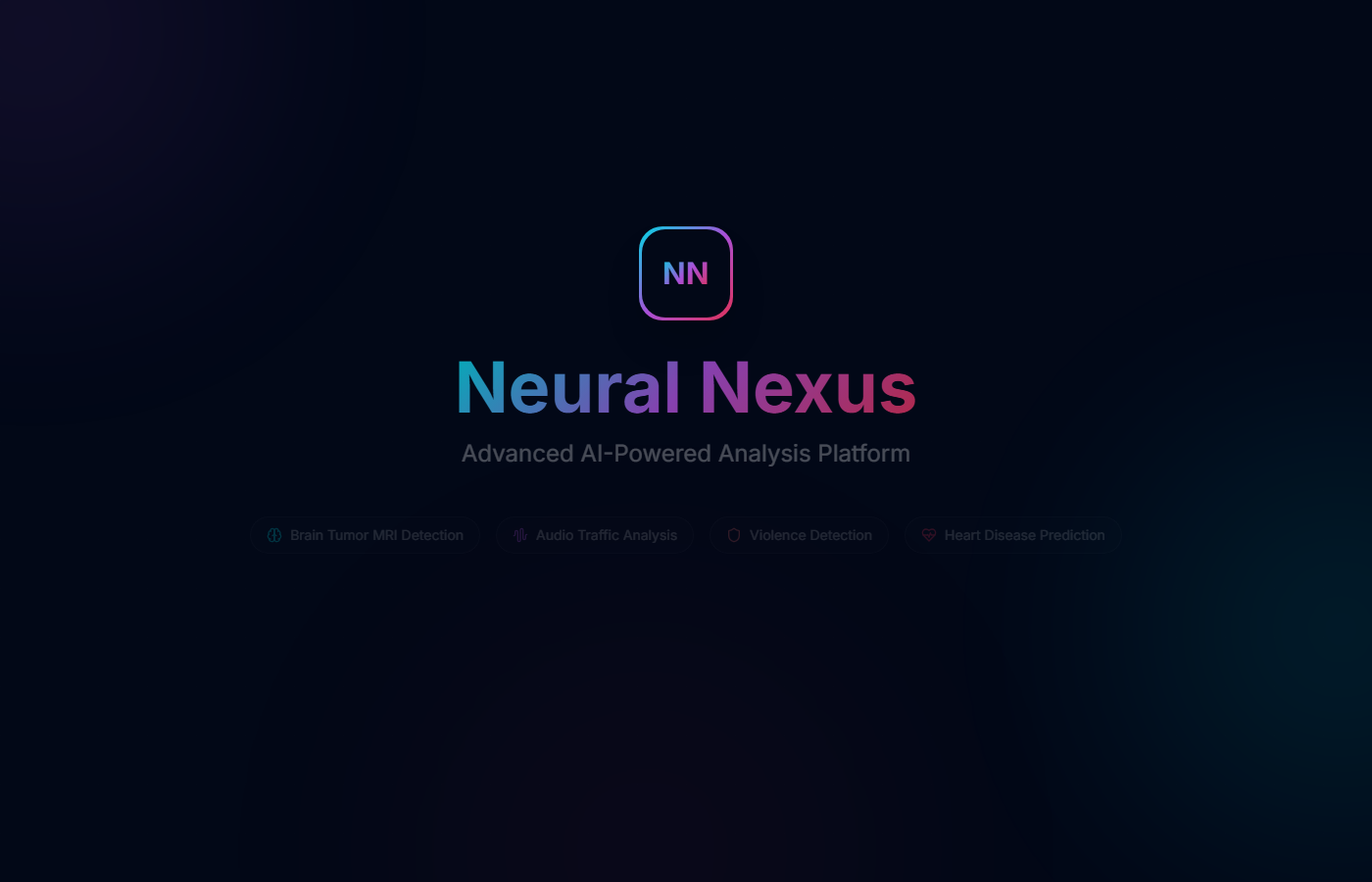 Neural Nexus AI platform landing screen