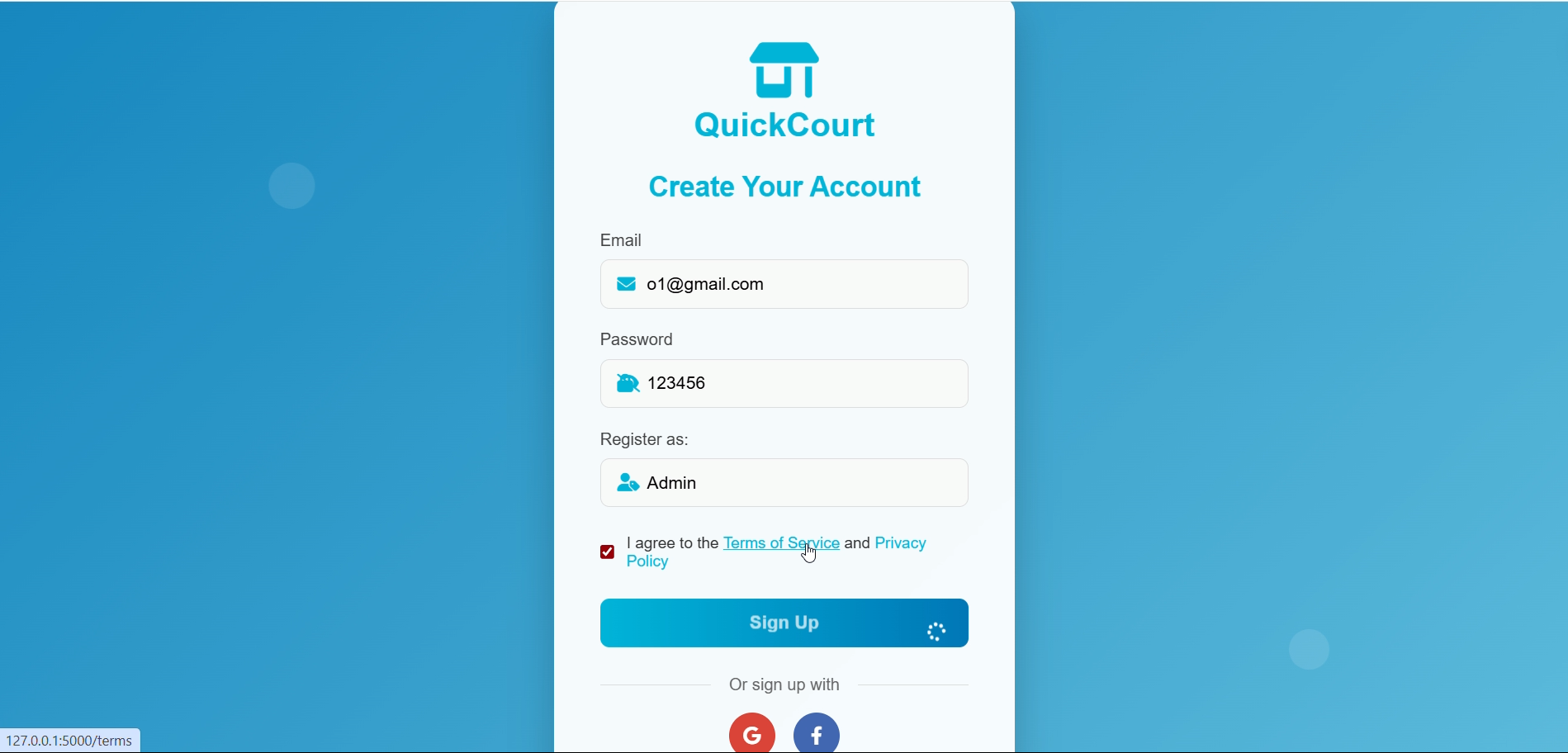 QuickCourt Screenshot